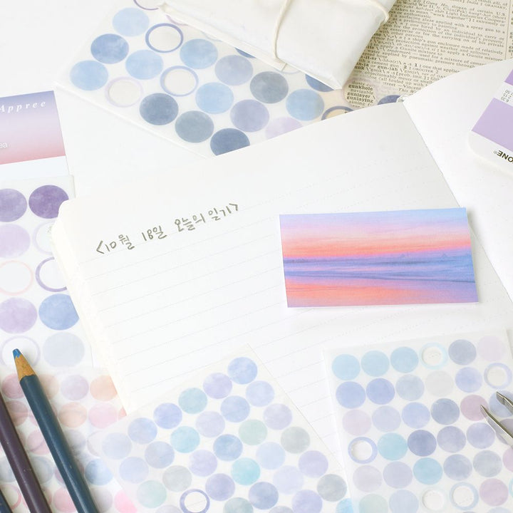 半透明圓點貼紙—Sunset Sea (一包六張)