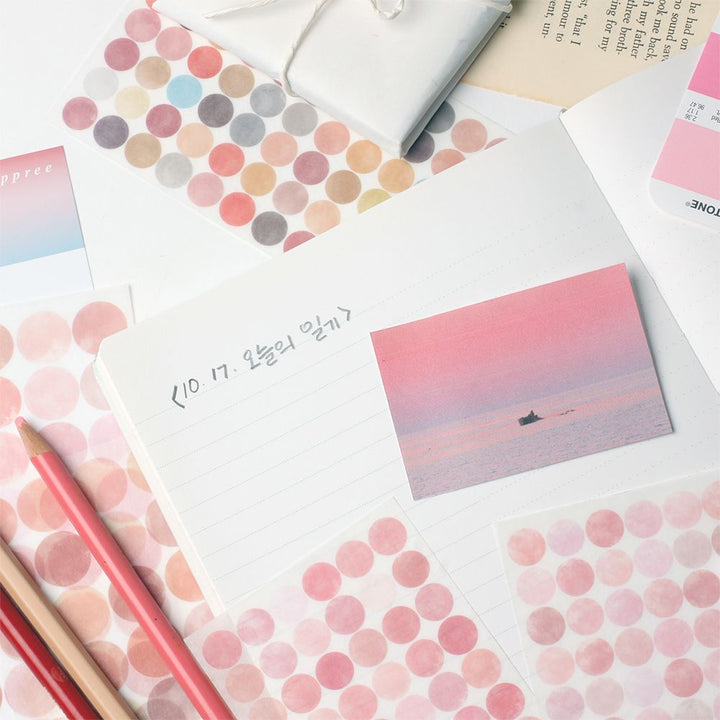 半透明圓點貼紙—Dawn Sea (一包六張)