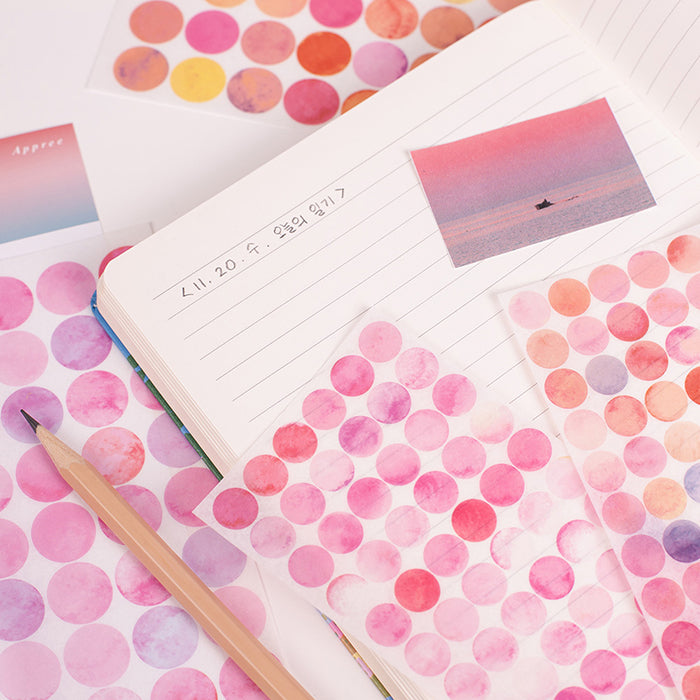 半透明圓點貼紙—Dawn Sea v.2 (一包六張)
