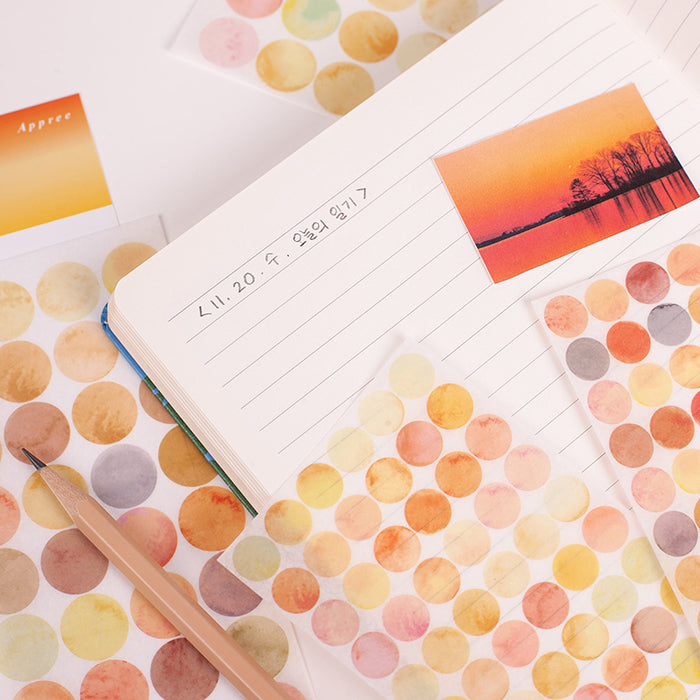半透明圓點貼紙—Sunrise Sea v.2 (一包六張)