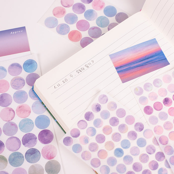 半透明圓點貼紙—Sunset Sea v.2 (一包六張)