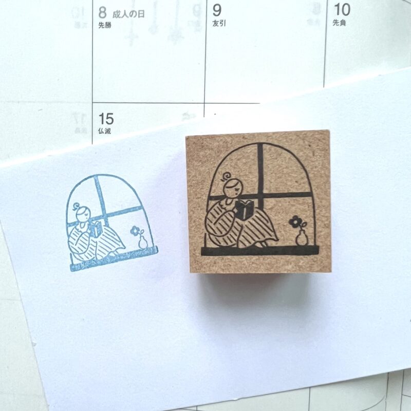 Stamp Marche Maru-Chan印章—窗邊閱讀