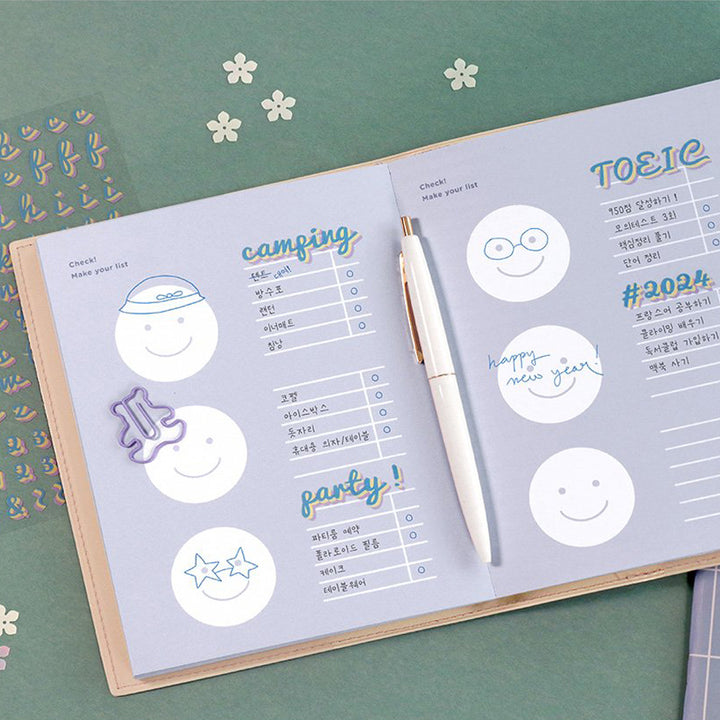 韓國Iconic雙色潦草字母+數字貼紙 (10張)