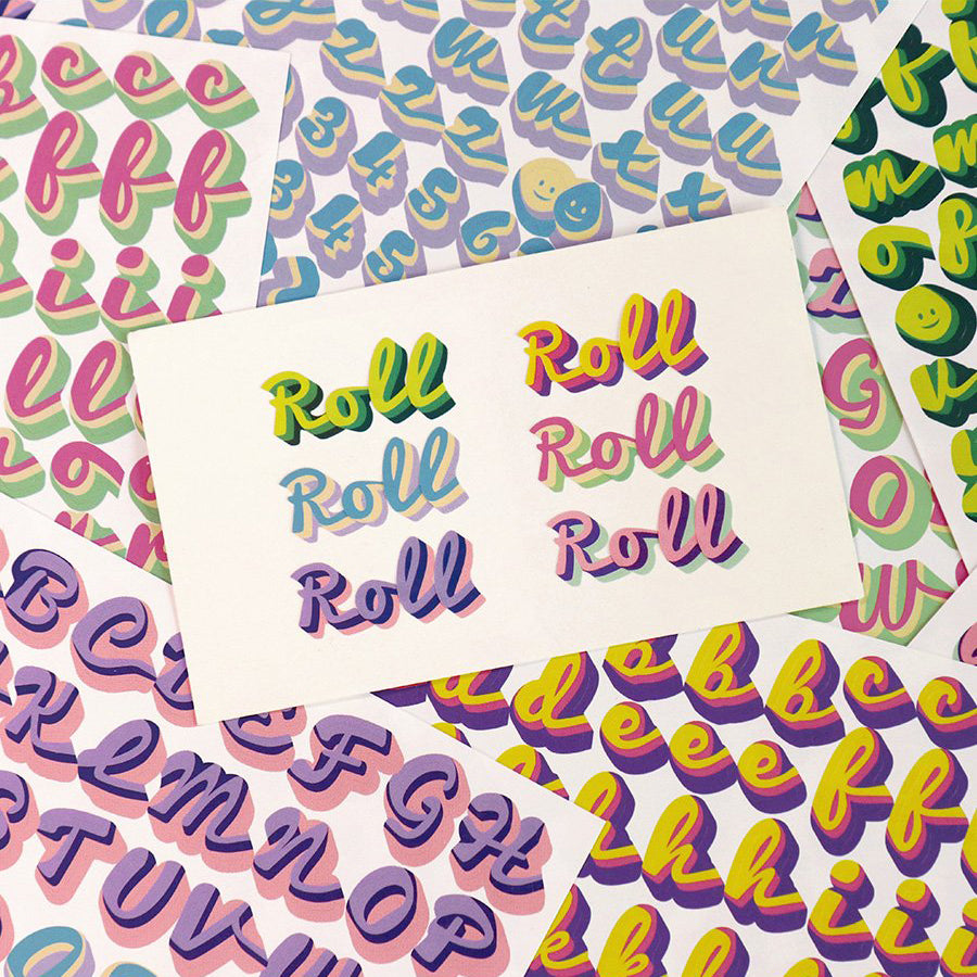 韓國Iconic雙色潦草字母+數字貼紙 (10張)