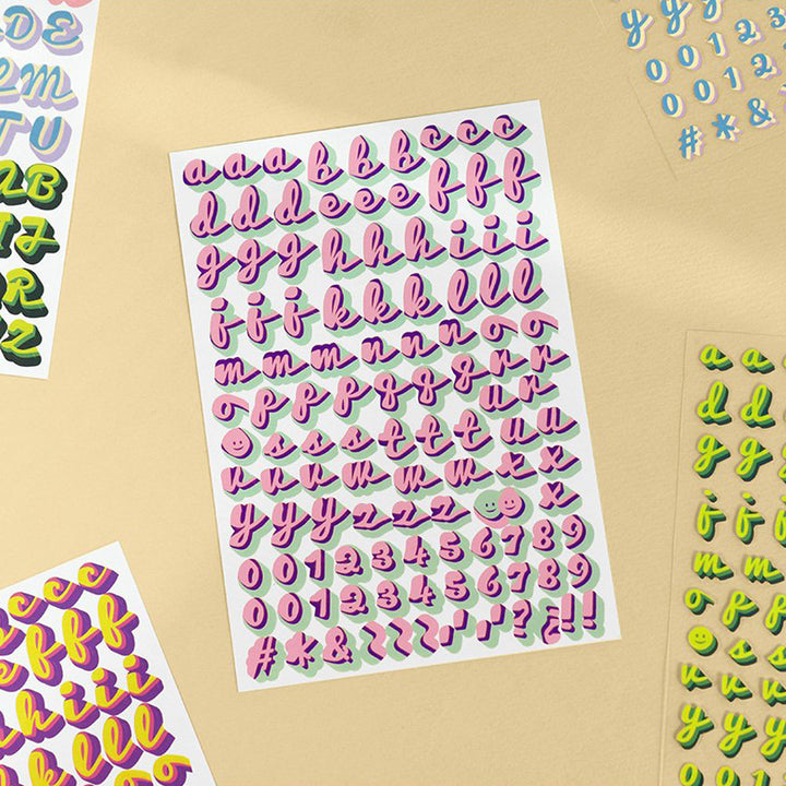 韓國Iconic雙色潦草字母+數字貼紙 (10張)