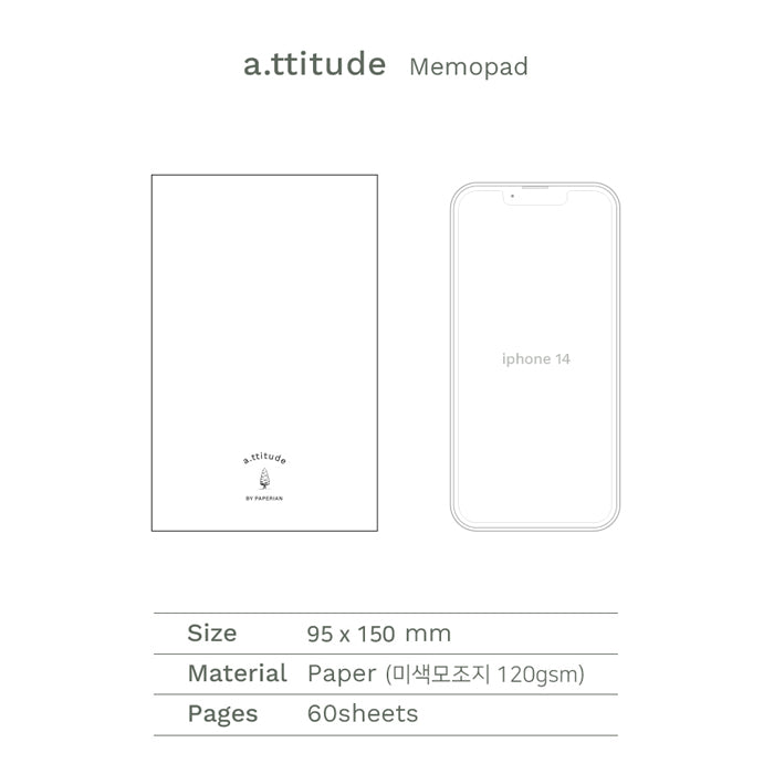 韓國Paperian a.ttitude記事本—綠色 | 空白 (60枚)