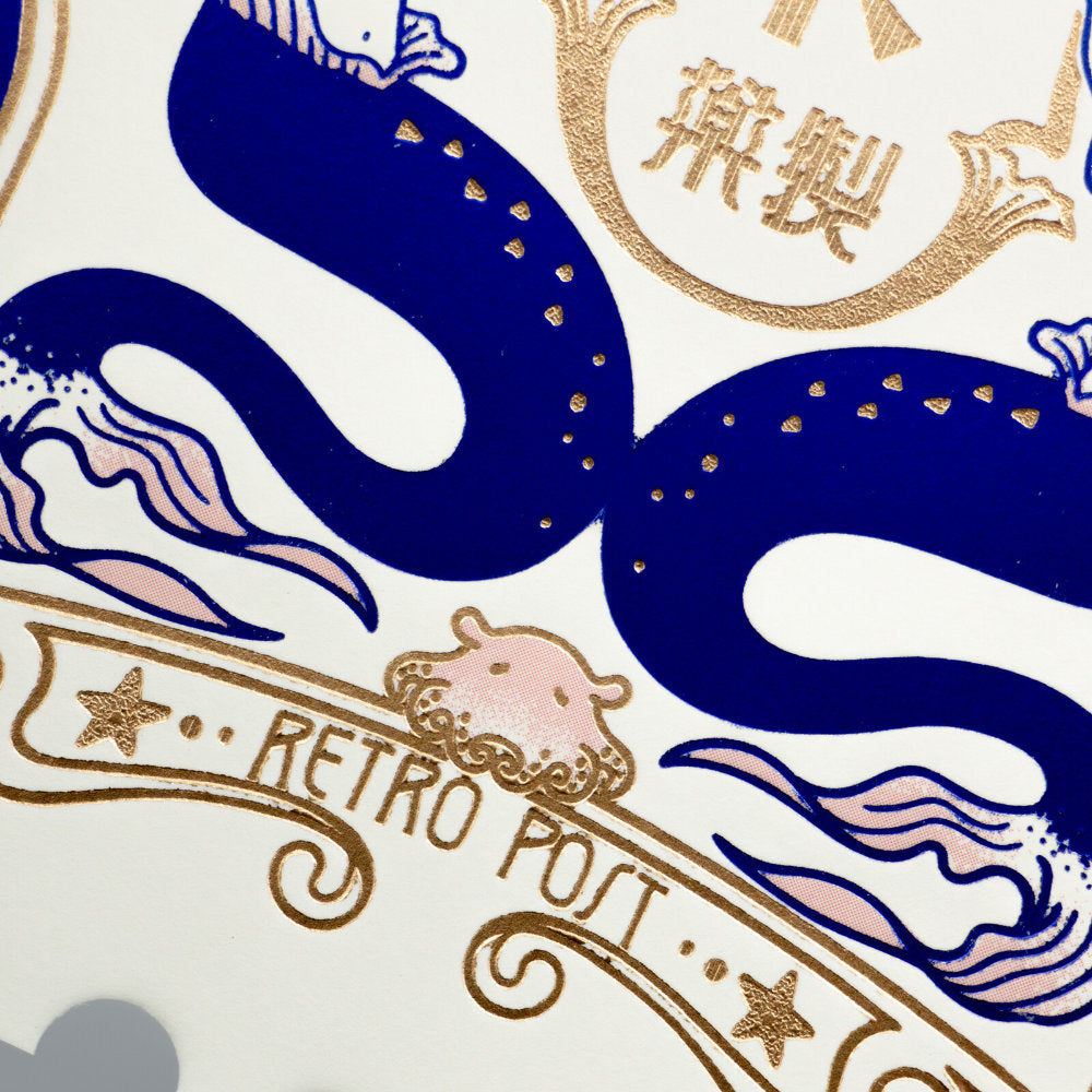 ROKKAKU x ob1toy箔押明信片－美人魚製藥