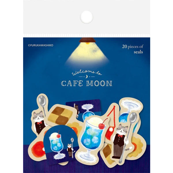 古川紙工Cafe Moon貼紙包—貓咪 x 忌廉梳打 (4款圖案，共20枚)